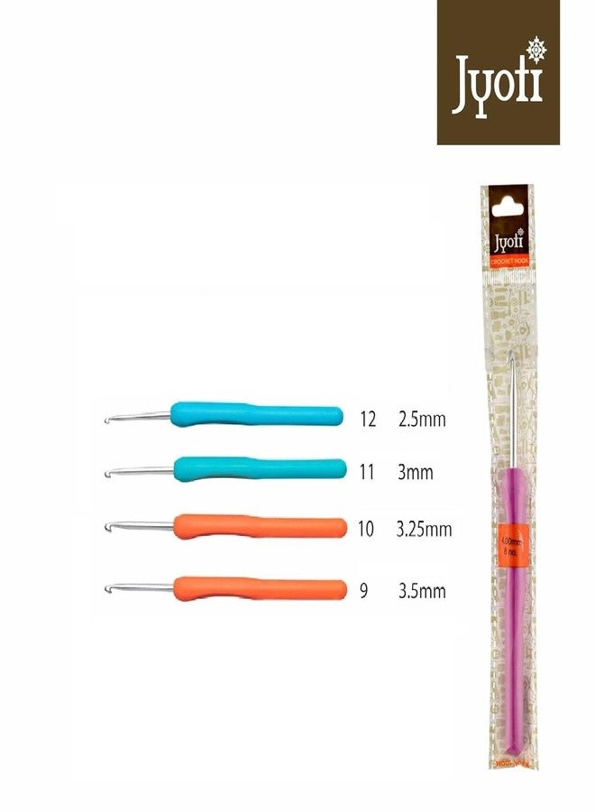 Jyoti Crochet Hook Aluminium with Plastic Handle for Wool Work, Hand Knitted Sewing DIY Craft Weaving Needle, Ideal for Sweaters, Purses, Scarves, Hats, # 15701 (6"/15cm of Size 9 to 12) - Image 5